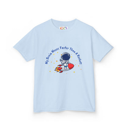 Astronaut Kids Tee – Colourful Cotton T-Shirt for Neurodivergent Joy & Fast-Moving Minds