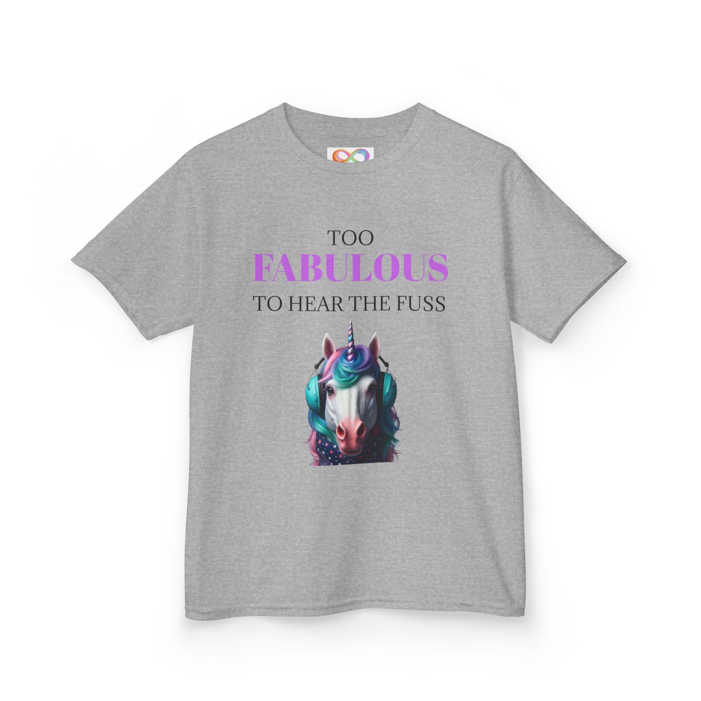 Girls Unicorn Ear Defender Tee – Colourful Cotton T-Shirt for Neurodivergent Joy