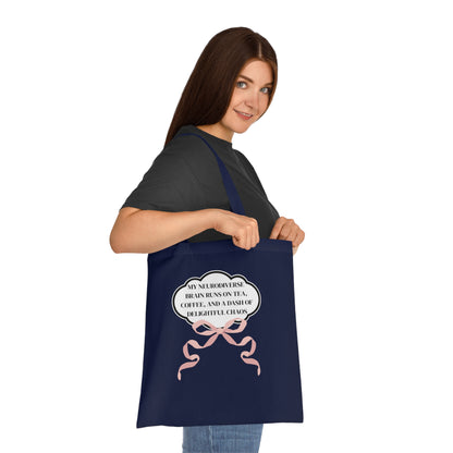Coffee Lover Tote – Cotton Shoulder Bag Celebrating Neurodivergent Joy