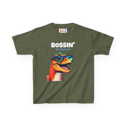 Dino Boss Kids Tee – Colourful Cotton T-Shirt for Neurodivergent Joy