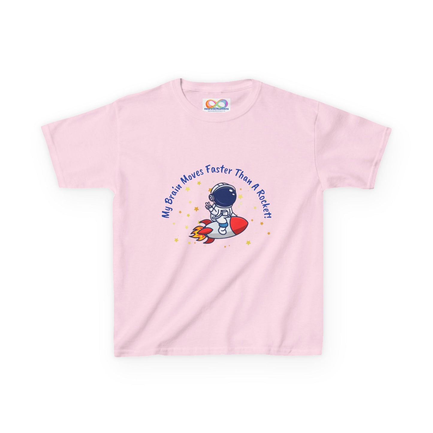 Astronaut Kids Tee – Colourful Cotton T-Shirt for Neurodivergent Joy & Fast-Moving Minds