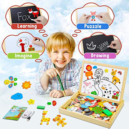 COOLJOY 100+ PCS Wooden Magnetic Puzzle Board
