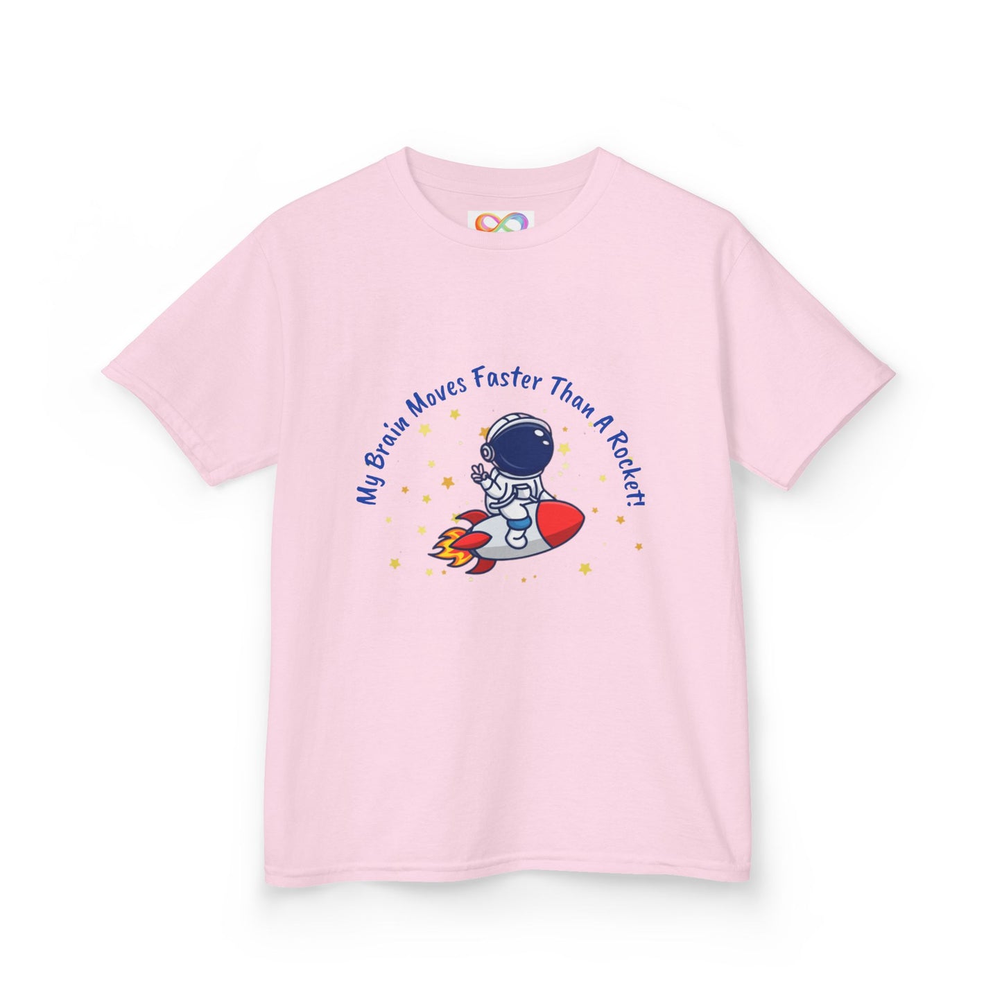 Astronaut Kids Tee – Colourful Cotton T-Shirt for Neurodivergent Joy & Fast-Moving Minds