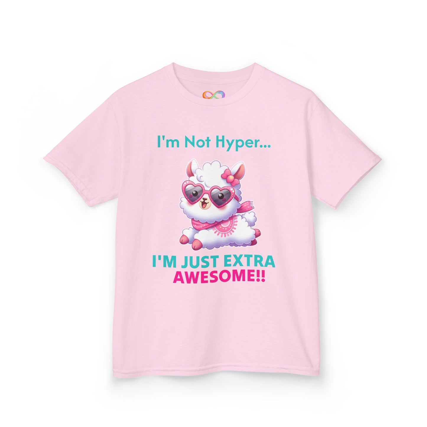 Girls Llama Tee – Colourful Cotton T-Shirt Celebrating Neurodivergent Energy & Style