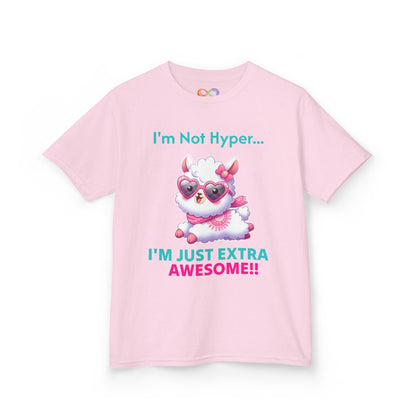 Girls Llama Tee – Colourful Cotton T-Shirt Celebrating Neurodivergent Energy & Style