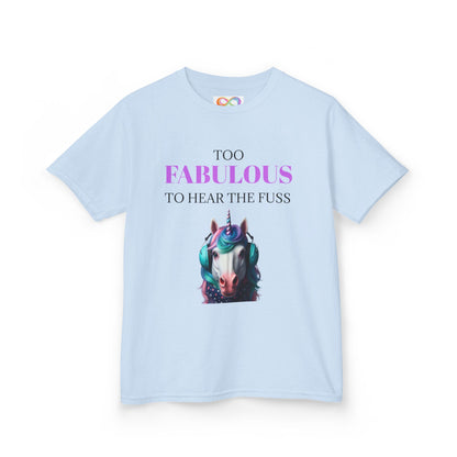 Girls Unicorn Ear Defender Tee – Colourful Cotton T-Shirt for Neurodivergent Joy