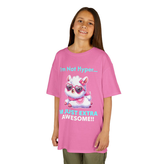Girls Llama Tee – Colourful Cotton T-Shirt Celebrating Neurodivergent Energy & Style