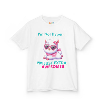 Girls Llama Tee – Colourful Cotton T-Shirt Celebrating Neurodivergent Energy & Style