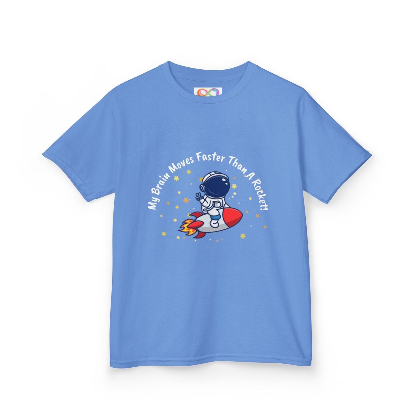 Astronaut Kids Tee – Colourful Cotton T-Shirt for Neurodivergent Joy & Fast-Moving Minds