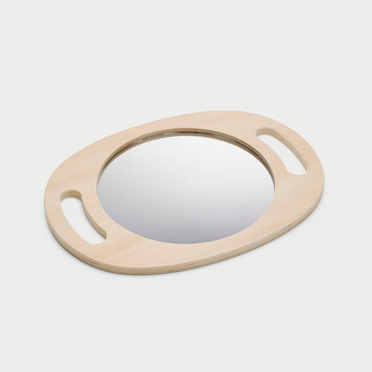 Hand Held Wooden Mirror