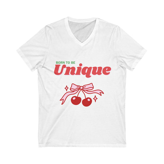 Born to be Unique Cherry V-Neck Tee