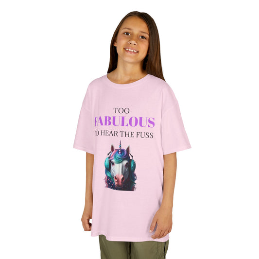 Girls Unicorn Ear Defender Tee – Colourful Cotton T-Shirt for Neurodivergent Joy