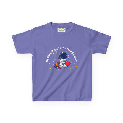 Astronaut Kids Tee – Colourful Cotton T-Shirt for Neurodivergent Joy & Fast-Moving Minds
