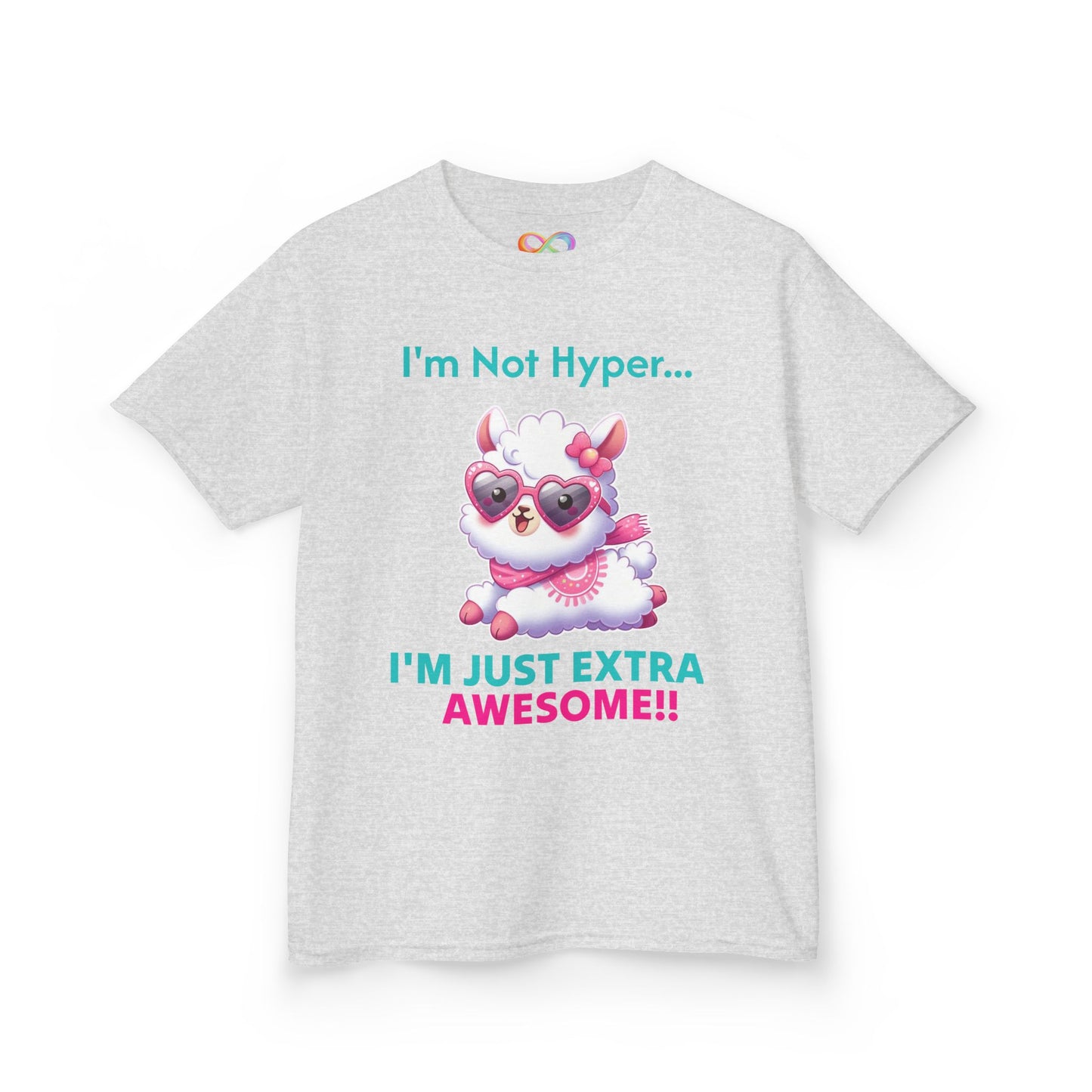 Girls Llama Tee – Colourful Cotton T-Shirt Celebrating Neurodivergent Energy & Style
