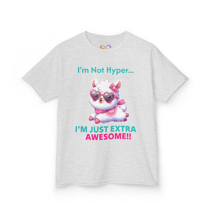 Girls Llama Tee – Colourful Cotton T-Shirt Celebrating Neurodivergent Energy & Style