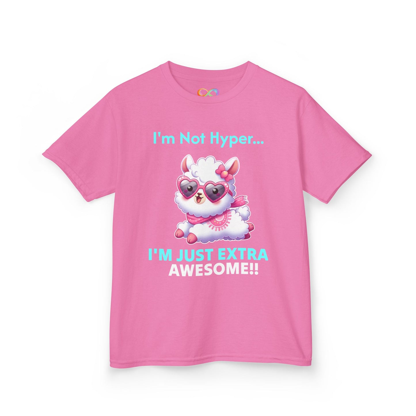 Girls Llama Tee – Colourful Cotton T-Shirt Celebrating Neurodivergent Energy & Style