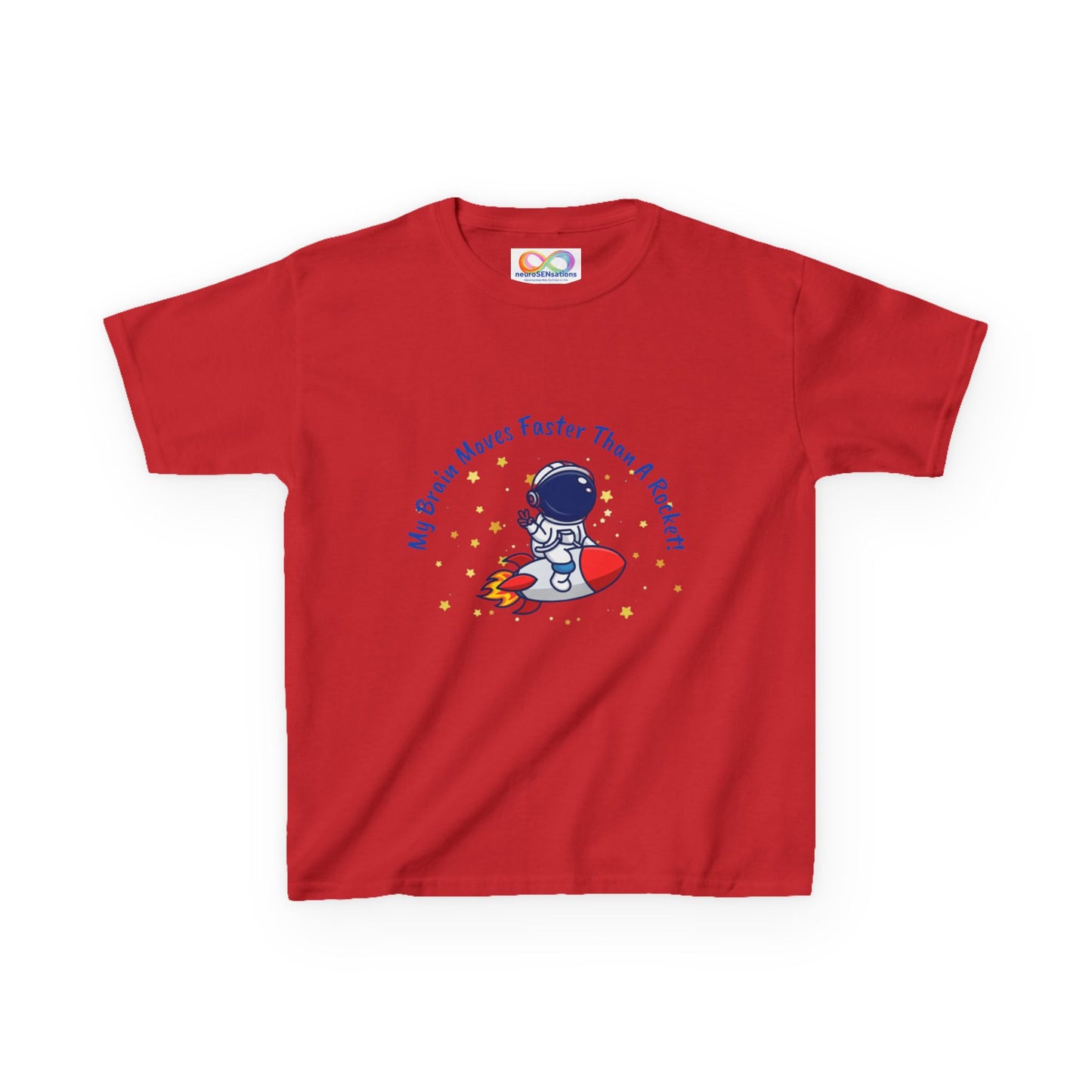 Astronaut Kids Tee – Colourful Cotton T-Shirt for Neurodivergent Joy & Fast-Moving Minds