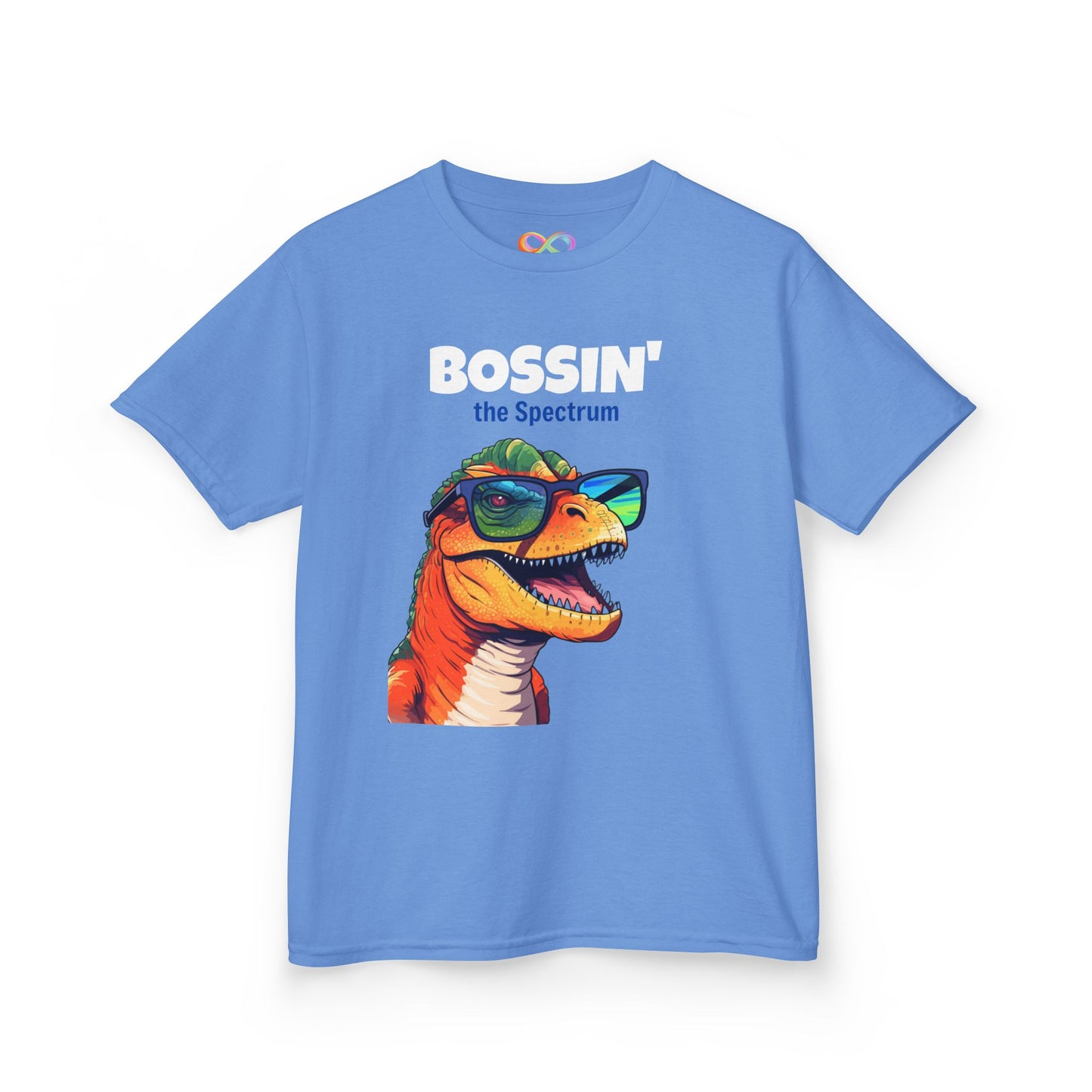 Dino Boss Kids Tee – Colourful Cotton T-Shirt for Neurodivergent Joy