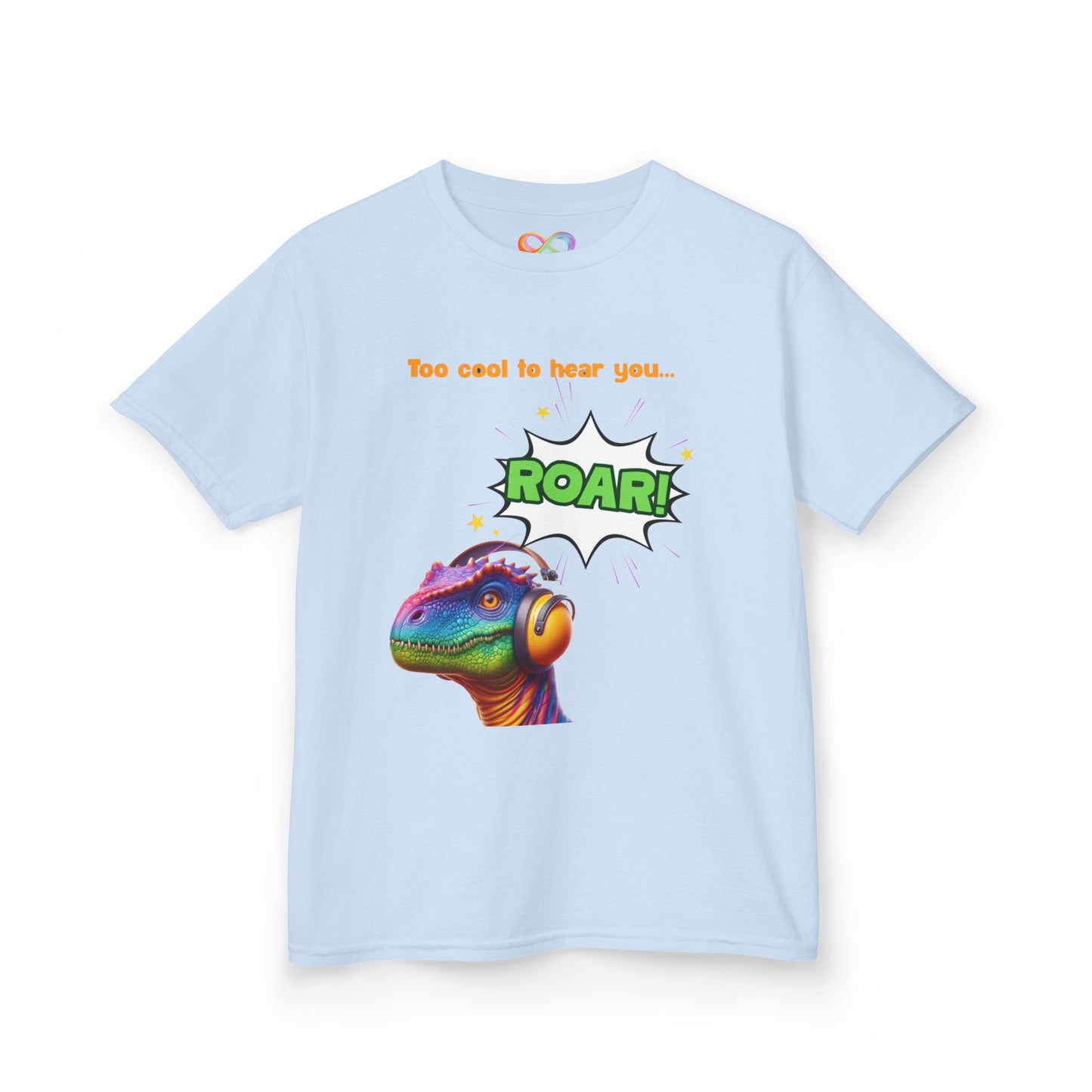 Dino Ear Defender Kids Tee – Sensory-Friendly Cotton T-Shirt for Expressive Style