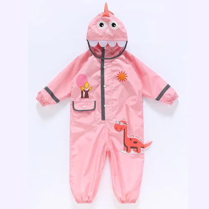 Waterproof Cartoon Dinosaur One-Piece – Sensory-Friendly Rainwear for Confident Outdoor Adventures