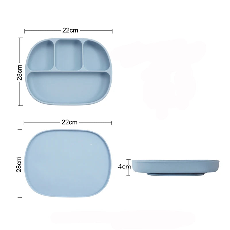 Silicone Four Compartments Dinner Plate – Structured Mealtime Support for Neurodivergent Independence