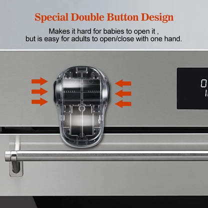 Single oven door lock with heat-resistant adhesive for child and neurodivergent-friendly kitchen safety