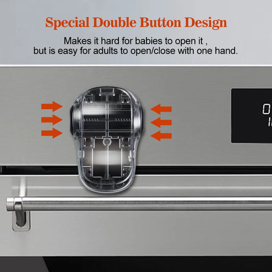 Single oven door lock with heat-resistant adhesive for child and neurodivergent-friendly kitchen safety