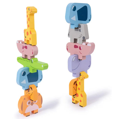 Wooden Animal Stacking Blocks Game – Coordination & Balancing Play for Ages 3+