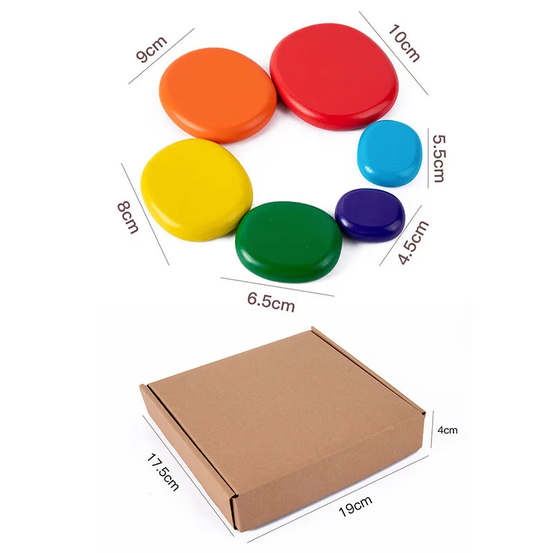Wooden Rainbow Pebbles Stack-Tactile Balance & Open-Ended Neurodivergent Play