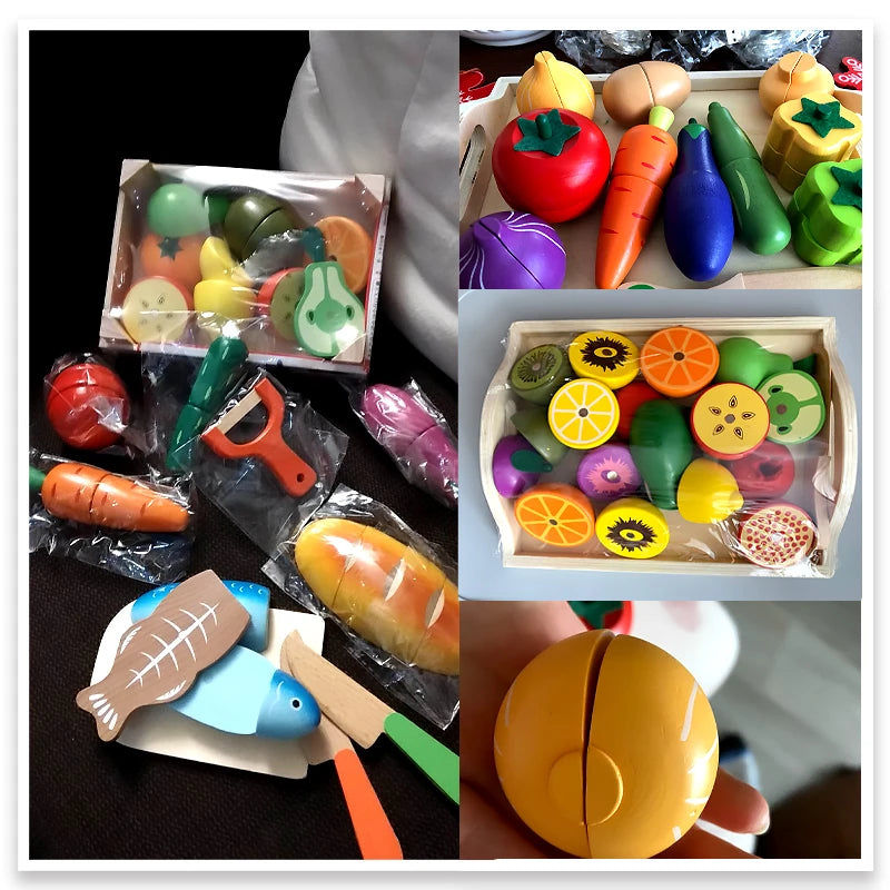 Wooden Cutting, Fruit Vegetable Set