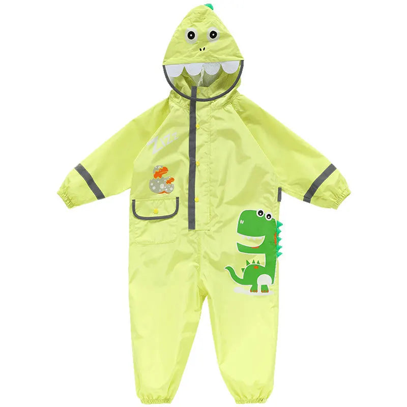 Waterproof Cartoon Dinosaur One-Piece – Sensory-Friendly Rainwear for Confident Outdoor Adventures