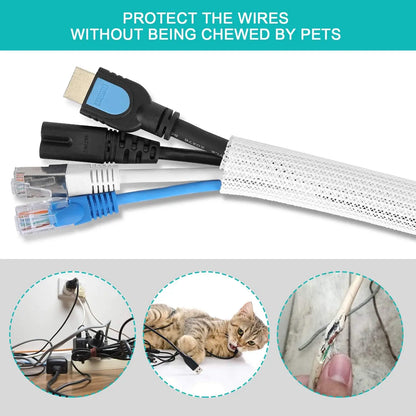 White Cable Sleeve, Protector  Wrap Cover