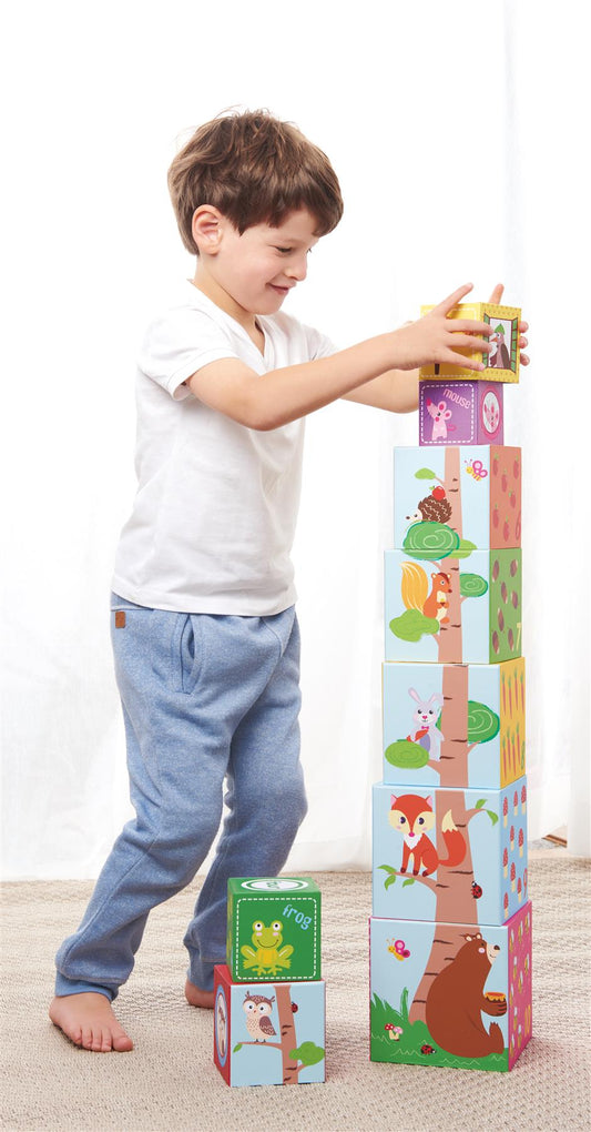 LELIN Forest Animal Stacking Cubes – Sensory-Friendly Educational Toy