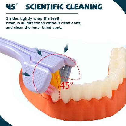 Adult 3-Sided Toothbrush – Ultra-Fine Bristles for Thorough, Gentle Oral Care