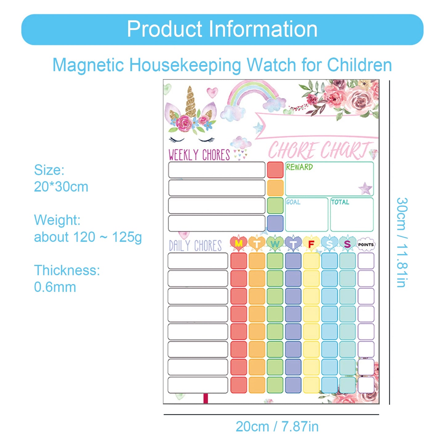 Close-up of chore chart's uncluttered layout, helping reduce sensory overload and improve focus