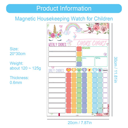 Close-up of chore chart's uncluttered layout, helping reduce sensory overload and improve focus