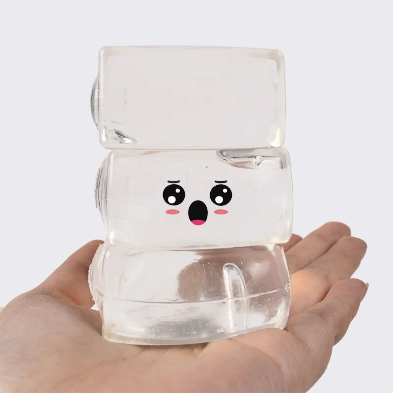 Clear glitter fidget cube designed for emotional grounding and anxiety relie