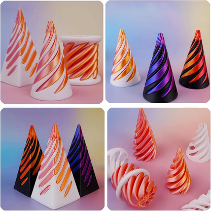 Set of 3 3D Printed Spiral Cone Fidget Toy