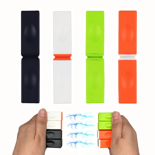 Magnetic brick fidget pieces stacked and arranged into creative shapes”