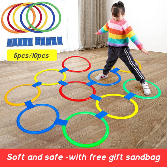5/10pcs Hopscotch Ring Game