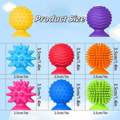 8 Piece Set of Silicone Soft Sensory Fidget Toys with Texture Suction Cups