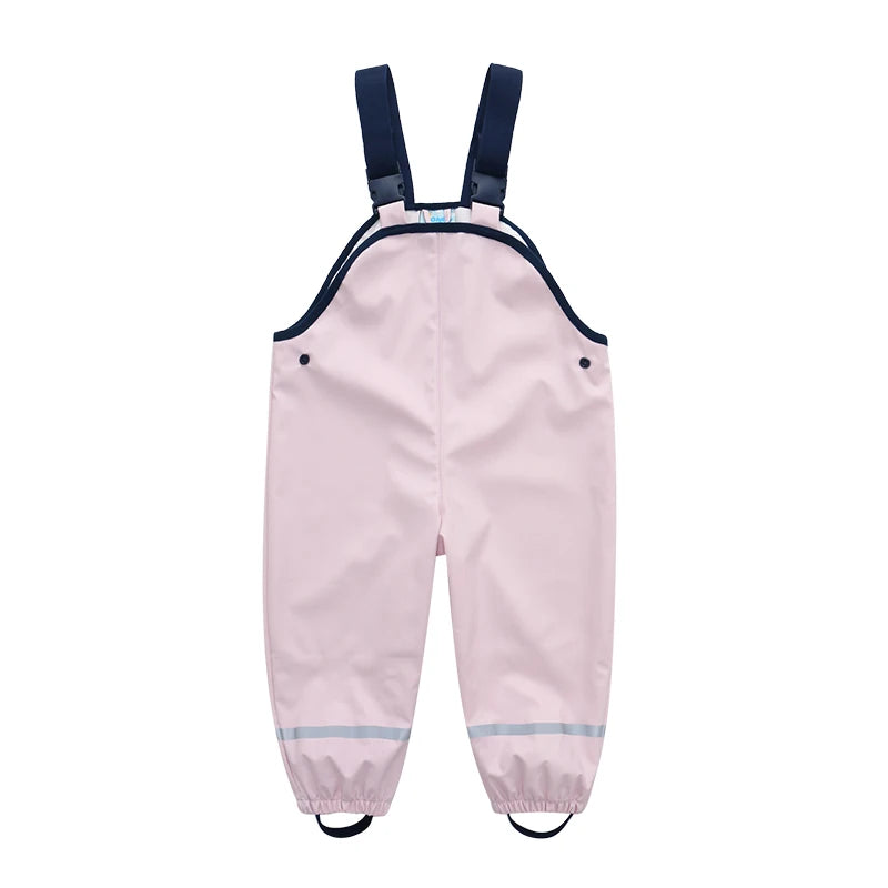 PU Waterproof Rain Suspenders Pants – Sensory-Safe Outdoor Protection for Children