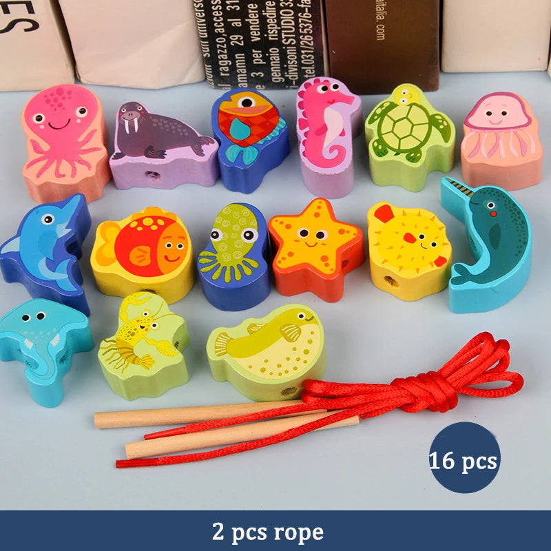 Variety of Lacing Beads Educational Montessori Stringing  Toys