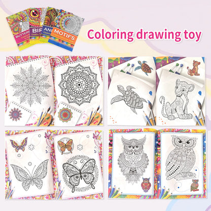 Colouring book supporting creative expression and calming activities