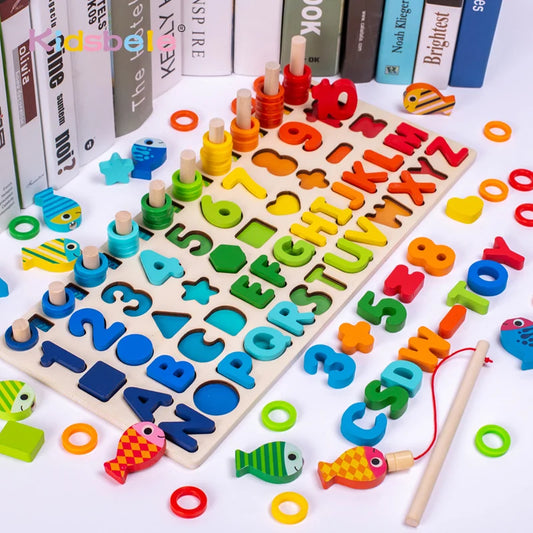 Wooden number puzzle with colour-coded sorting slots for sensory-friendly maths learning