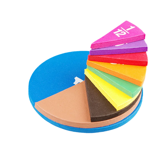 Fraction circles in assorted colours for visual maths learning