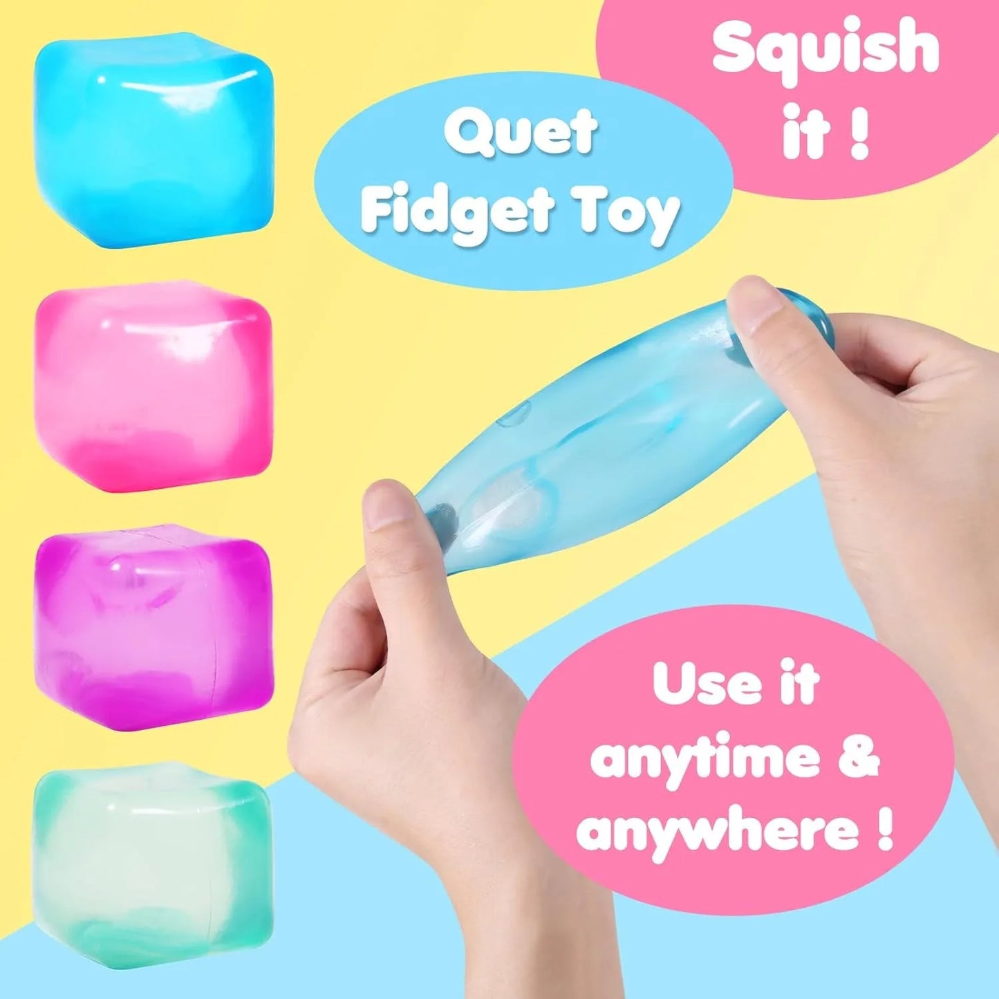 Squishy Ice Cube Fidget Toy, Sensory Gel Relief for Focus & Calm
