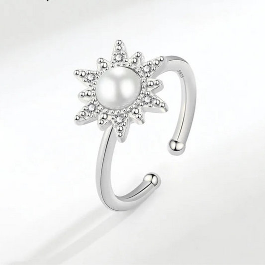 Silver Peral Moon Ring Fidget Spinner