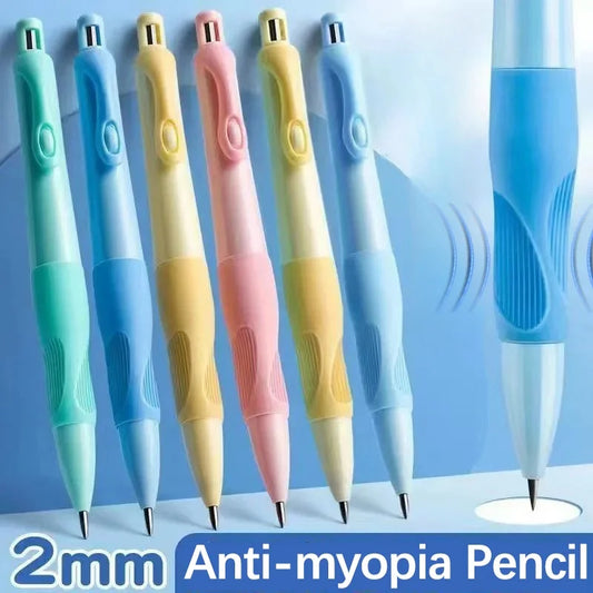 Mechanical pencil with ergonomic grip and posture-correcting design for comfortable writing