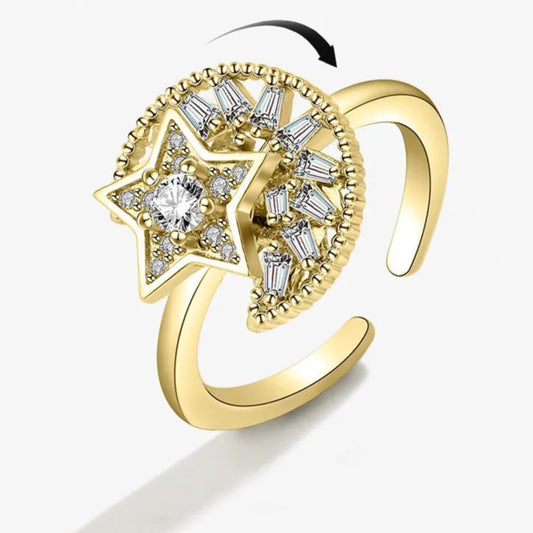 Gold Moon & Star Ring Fidget Spinner